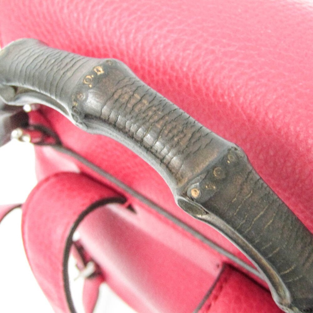 GUCCI Authentic Pink Leather Bamboo Backpack - Picture 12 of 16